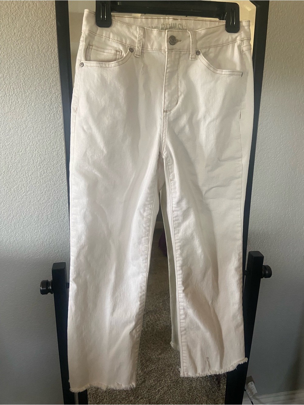 Rewash Ivory Cropped Straight-Leg Jeans